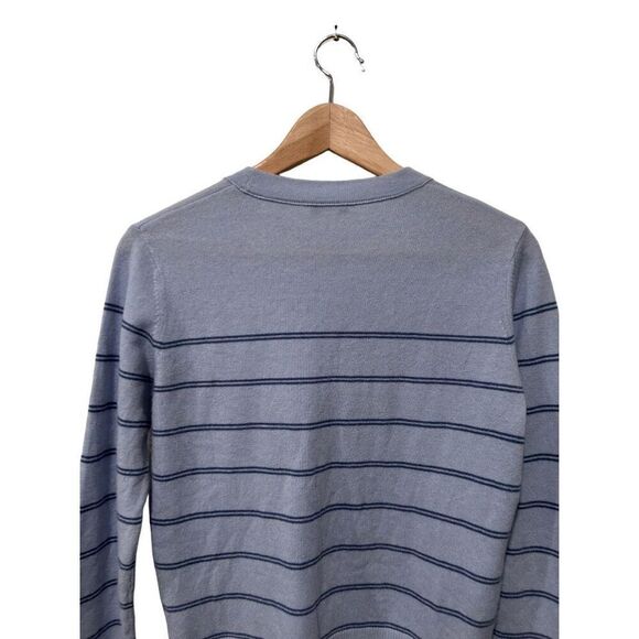 Vince Merino Wool Blend Striped Crewneck Long Sleeve Pullover Sweater Blue Small - Picture 6 of 13